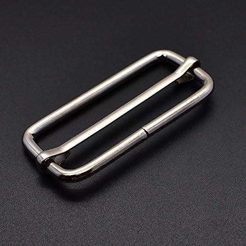 10pcs 2" Silver Metal Slides Tri-Glides Wire-Formed Roller Pin Buckles Strap Slider Adjuster Buckles