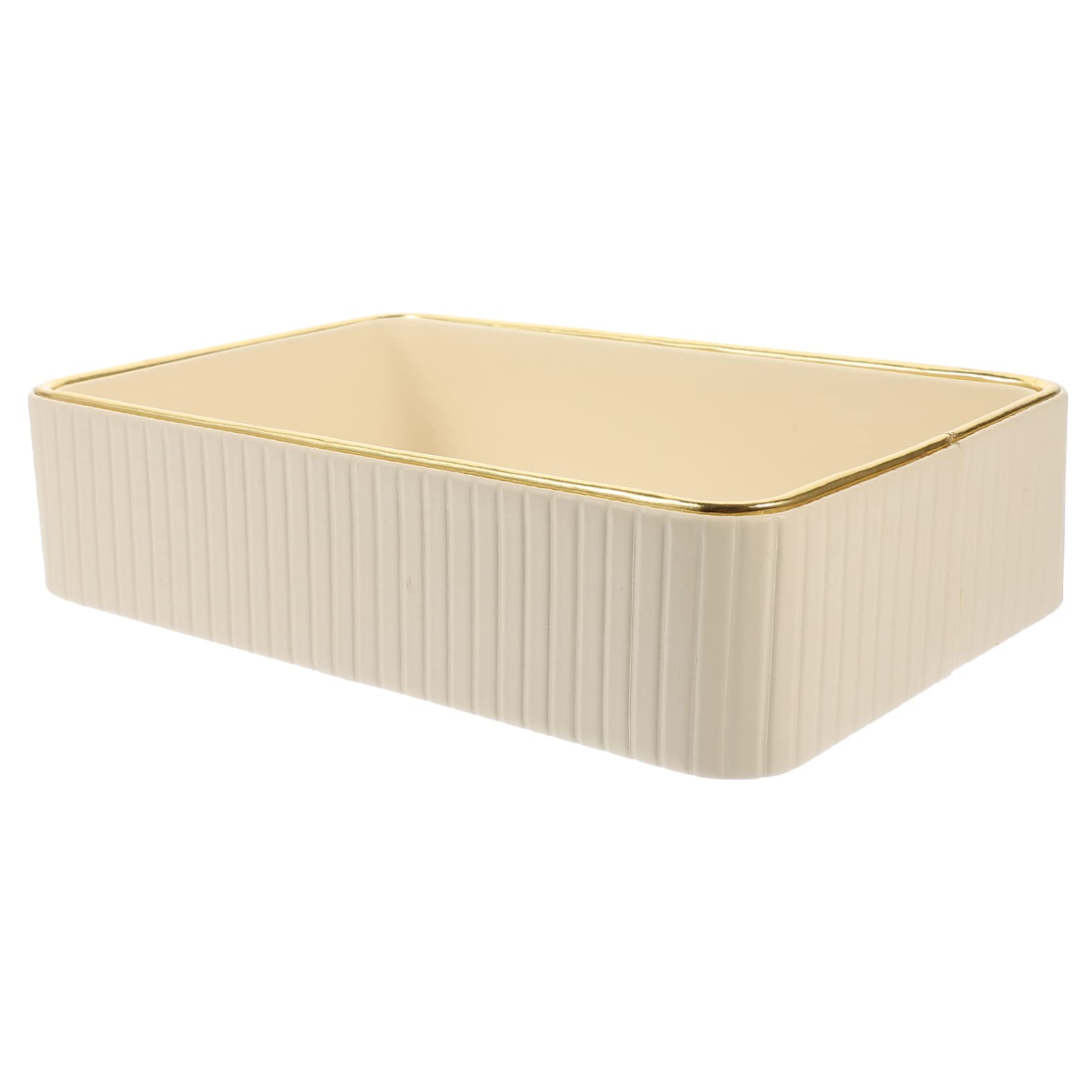 Bandeja Rectangular para Llaves y Joyas, Organizador de Cuero y Tablero de Densidad, Blanco, Adecuado para Tocador y Entrada, Fácil de Limpiar