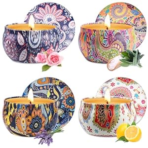 Candles Gifts for Women, 4 Pack Scented Candles Set for Home -2.5 oz, Long Burning Soy Candle for Home Scented, Stress Relief Aromatherapy Candles Gifts for Christmas, Birthday, Mother’s Day