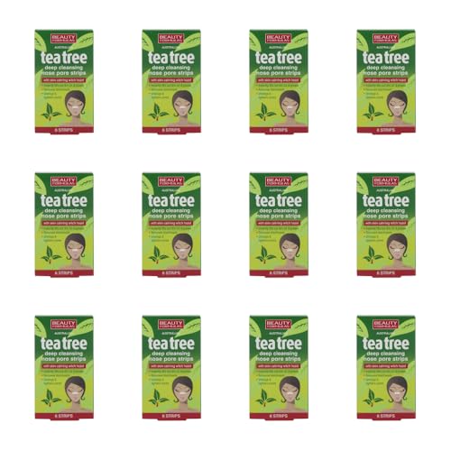 Image of Beauty Formulas Tea Tree Deep Cleansing Nose Pore Strips, 6 Strips, Pack of 12