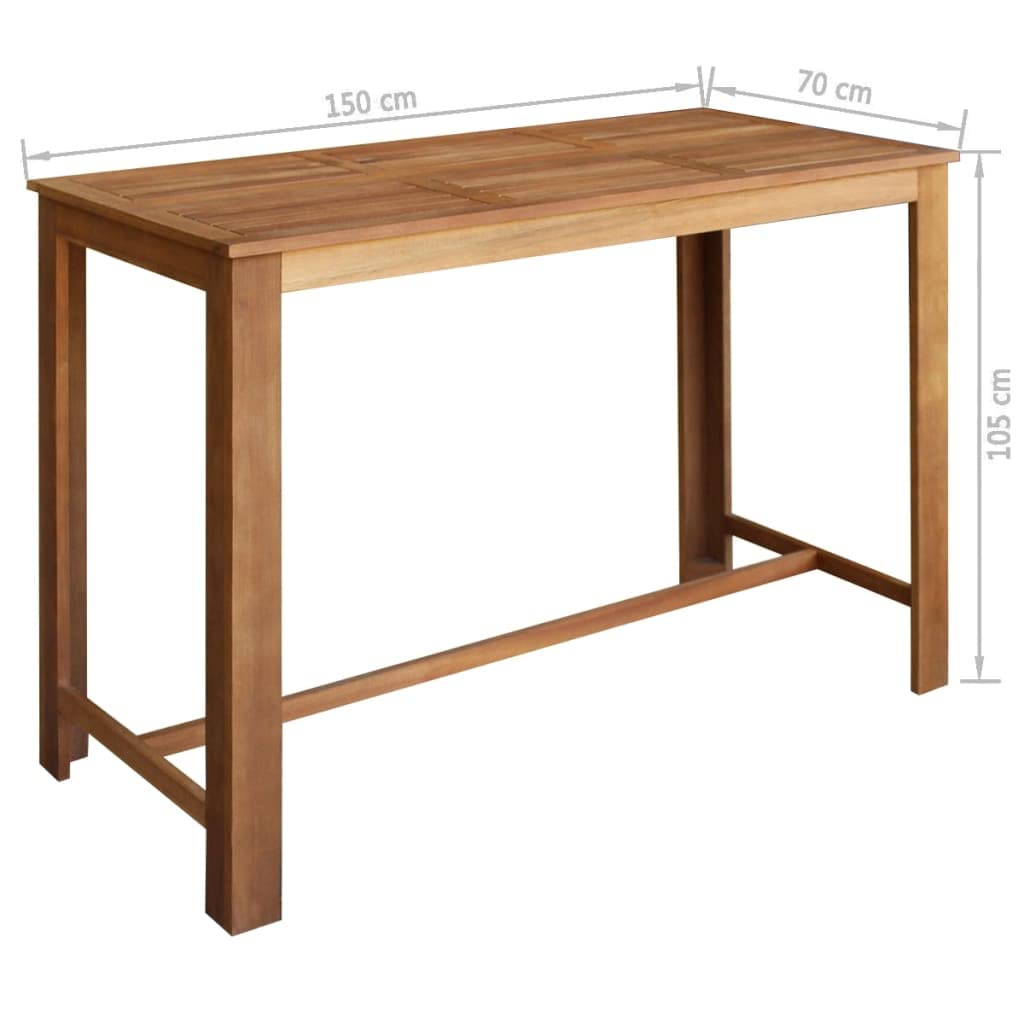 Table et chaises de Bar 7 pcs Bois d'acacia Massif Meubles de Salle à Manger Brun,246671