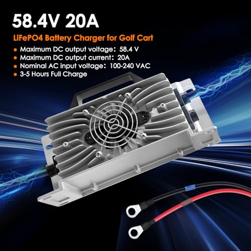58.4V20A Golf Cart Lithium Battery Charger On-Board with OT (M8: 14-8 terminals) for 16 Strings LiFePO4