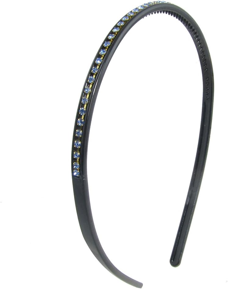 Ruilogod Light Blue Rhinestones Decor Black Plastic Hairband for Ladies(id:60 e65 3f 564 75c