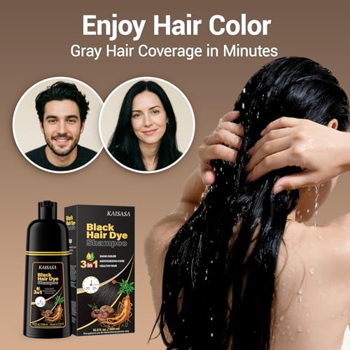 IIIMEIDU Hair Dye Shampoo for Gray Hair Coverage, 3 in 1 Natural Black Dye for Women Men, 500ml — view 3