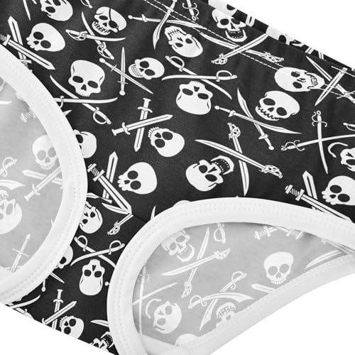 Little Girls' Soft Cotton Underwear Kids Breathable Comfort Pirate Skull Panties Briefs Toddler4