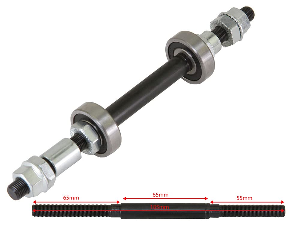 Lowrider Bike Hub Axle Set 3/8x185mm Sealed/Bearing Black.