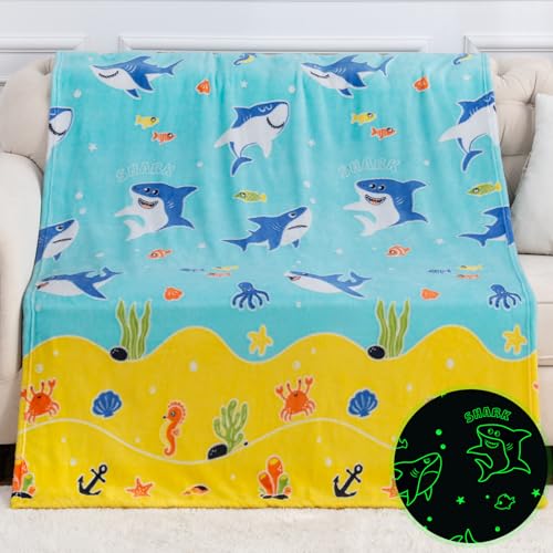 Glow-in-the-Dark Shark Throw Blanket