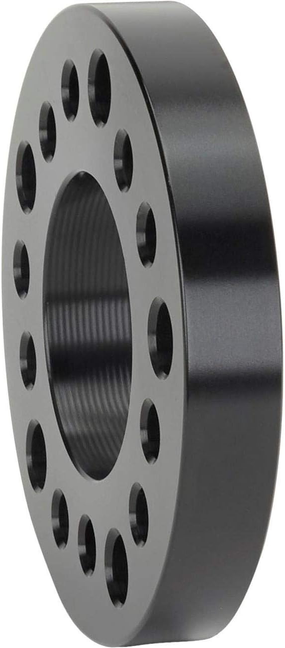 Universal Black Anodized Aluminum Wheel Spacer, 1 Inch Thick - Fits 5 on 4 1/2", 4 3/4", and 5" Bolt Circles - Enhances Track Width & Wheel Offset, with 1/2" & 5/8" Hole Sizes