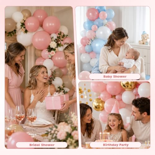 Image of Dusty Pink Balloons, 12 Inch Boho Pink Latex Party Balloons for Women Girls