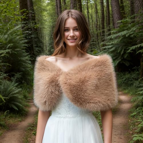Women's Faux Fur Wrap Shawl Scarf Wedding Cold Winter Warmer2