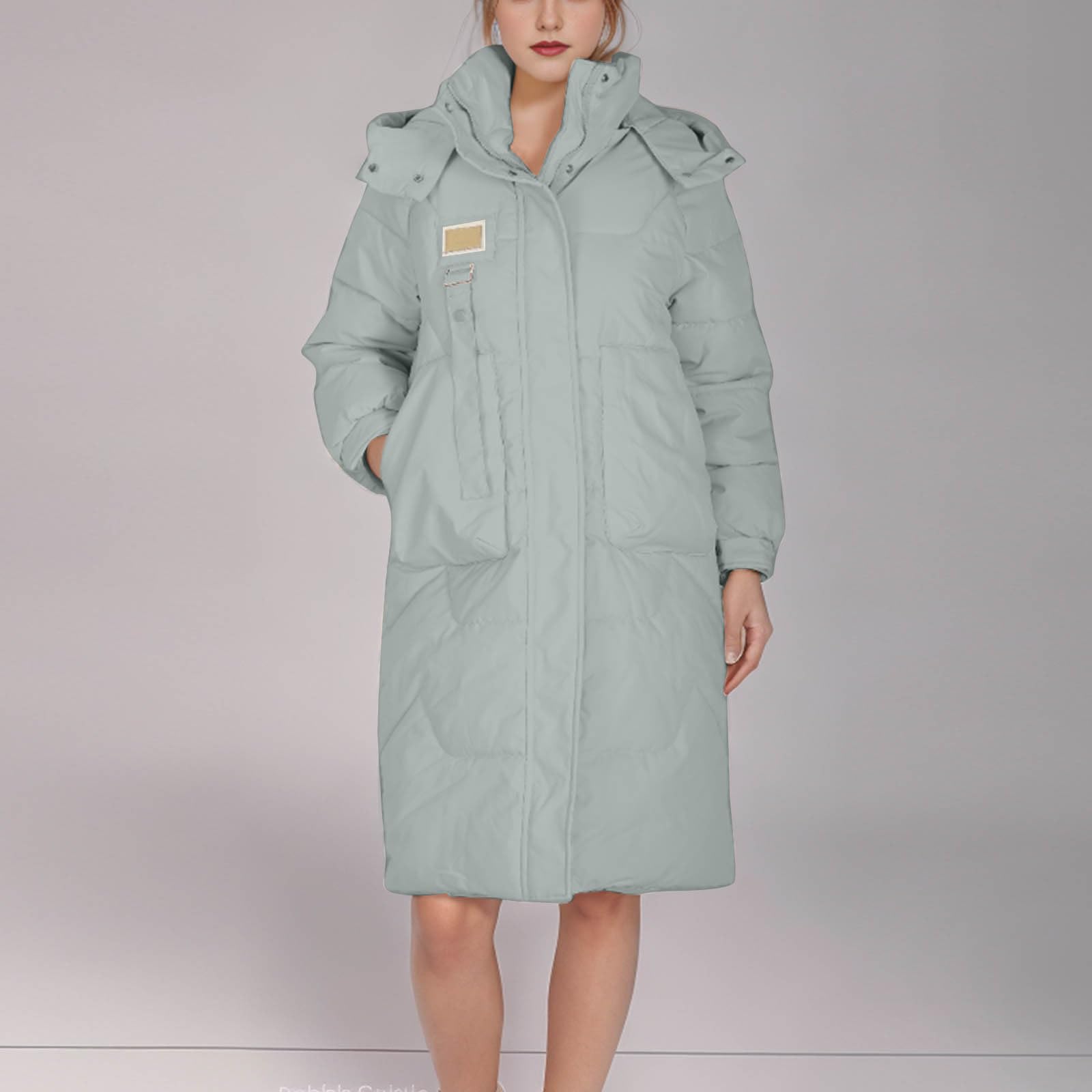 Piumino leggero da donna Piumino Lungo con Cappuccio Ripiegabile Piumini 100 Grammi Ripiegabile Imbottito Piumini con Cappuccio Invernale Antivento Taglie Forti Cappotto da Donna Mezza Stagione