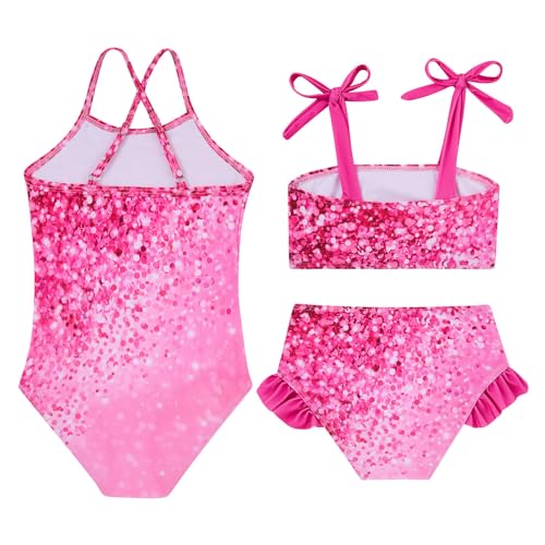 Image of Girls Swimsuit One-piece Bikini Set Two Sets Matching Bathing Suits 2-6T Adjustable Strap Summer Beach