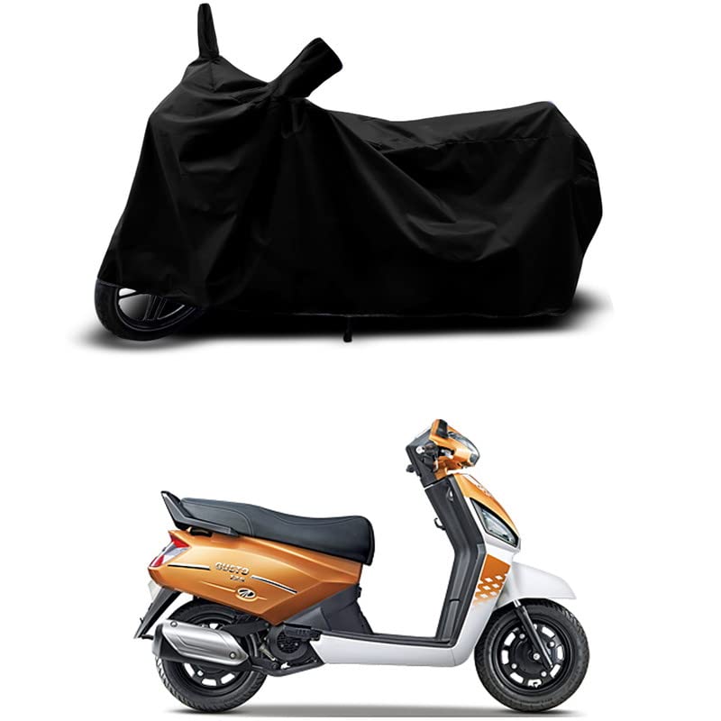 Image of 100% Scratchproof /UV-Rays /Heat Protection /Birds Dropping /Water Resistant /Dust Proof /Waterproof /Full Bike Scooty Two Wheeler Body Cover Compatible for Gusto 125 DX All Varients[Black]