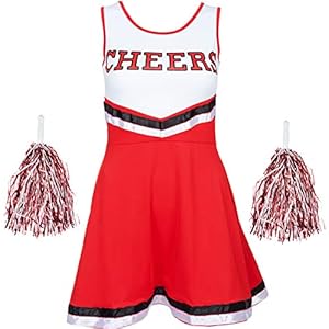 Redstar Fancy Dress Disfraz Halloween Mujer de Animadora con Pompones de Colores – Disfraz de Animadora para Mujer – Disfraz Animadora Mujer para Halloween y Fiestas de Disfraces – Disfraz Carnaval