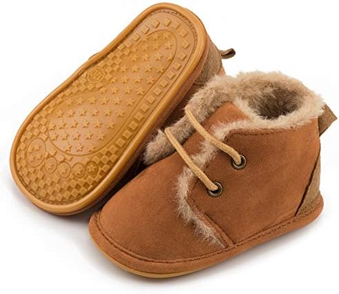 ISINSER Baby Boys Girls Snow Boots Anti Slip Soft Sole Newborn Infants Toddler Winter Warm Crib Shoes Plush Bow Ankle Boots