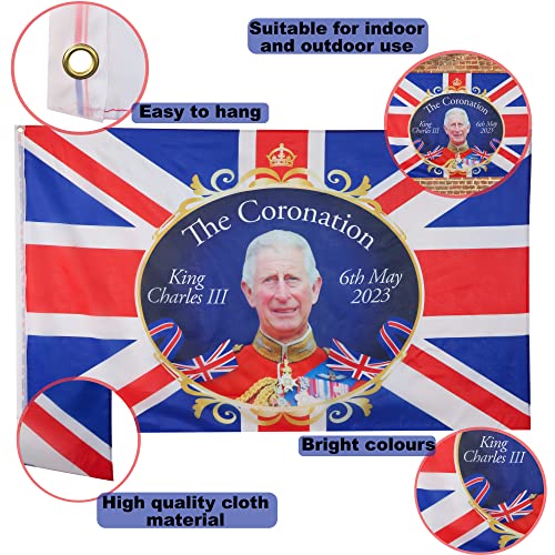 Toyland® 5ft x 3ft (150cm x 91cm) King Charles III Union Jack Coronation Souvenir Flag, British Decorations - Image 3