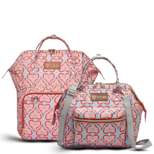 Image of VISMIINTREND Diaper Bag Combo for Mothers for Travel - Includes Mini and Large Diaper Backpack, Solid Premium Febric, Diaper Baby Bag, Maternity Hospital Handbag, Multipocket Stylish Nappy Bag for Mom