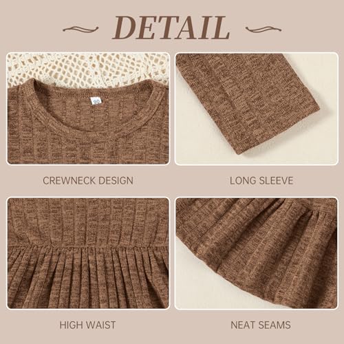 Image of Toddler Baby Girl Long Sleeve Dress Girls Knit Sweater Dresses Tiered Kids Swing Holiday Clothes Fall Winter