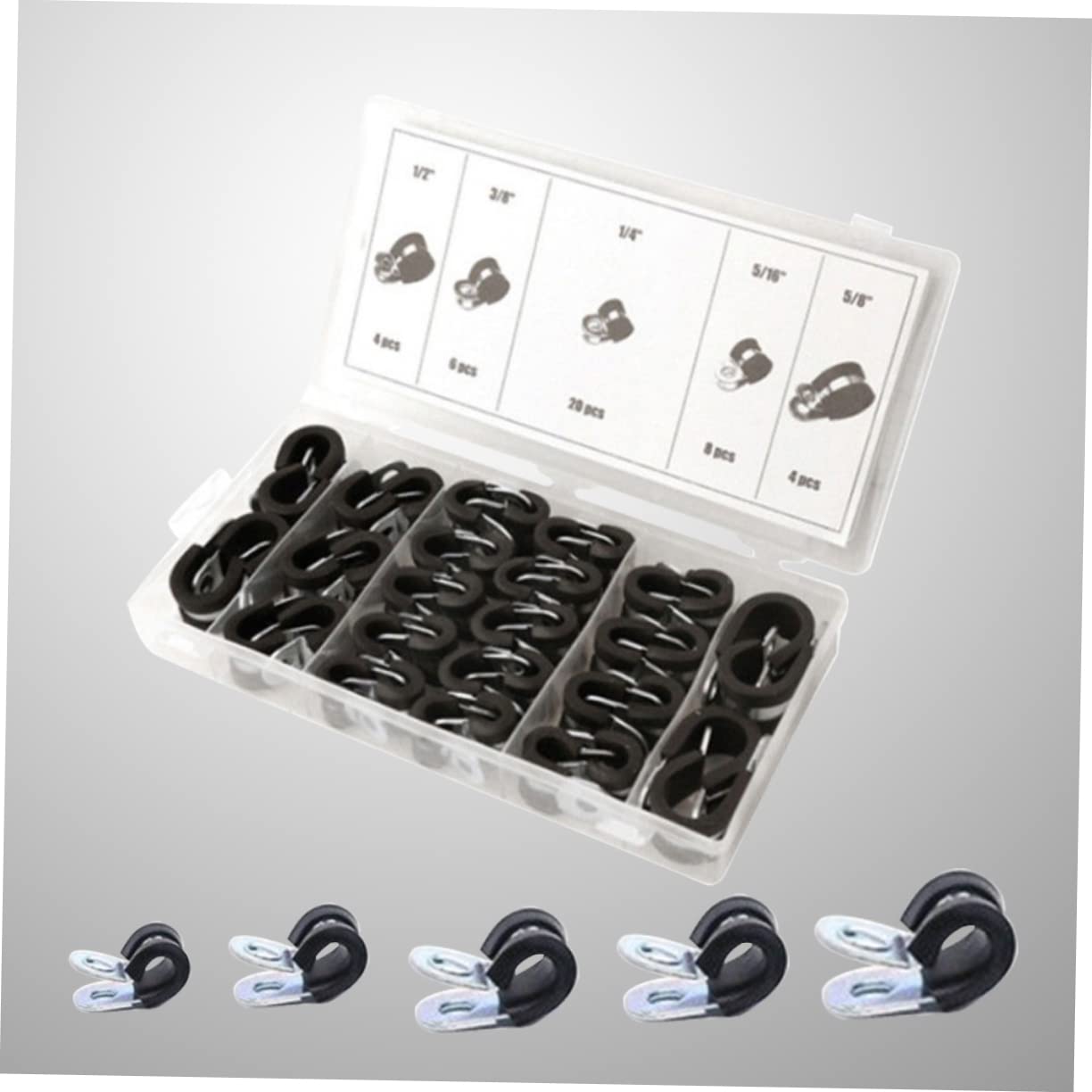 42 Stück Teiliges Schlauchschellen Set mit Gummi Verstellbare Schlauchklemmen für Luft und Wasserschläuche Geeignet für Fahrzeugkraftstoffleitungen Silikonschläuche