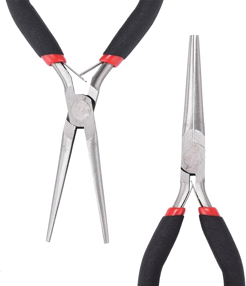 Long Chain Nose Pliers 5.9 inch Needle Nose Pliers Comfort Grip for Bending Wire Fixation Wrapping Beading DIY Making