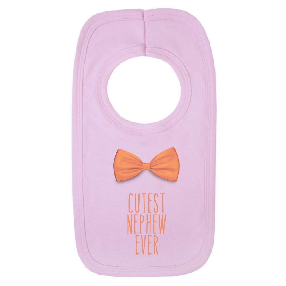 Kickass Tees Cutest Nephew Ever 1 Baby Bib One Size Pink Funny Cute New Baby Boy Gift Present