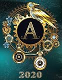 Weekly Planner Initial “A” Monogram 2020: Steampunk Teal Falcon and Clock Personalized 12-Month Large Print Letter-Sized Schedule Organizer by Week ... Teal BG Steampunk Monogram Falcon Watch)