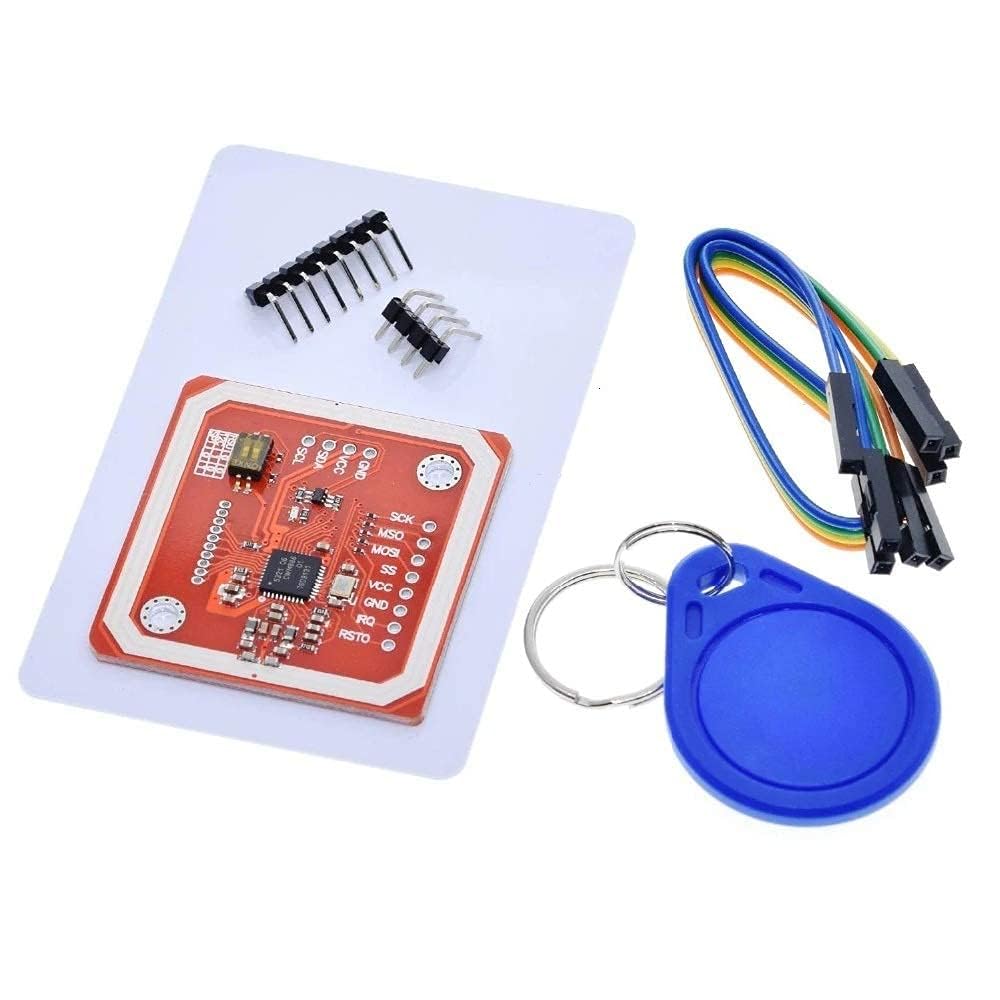 PN532 NFC RFID Reader Module with Keychain Tags and Jumper Wires, Red PCB Board-image-10