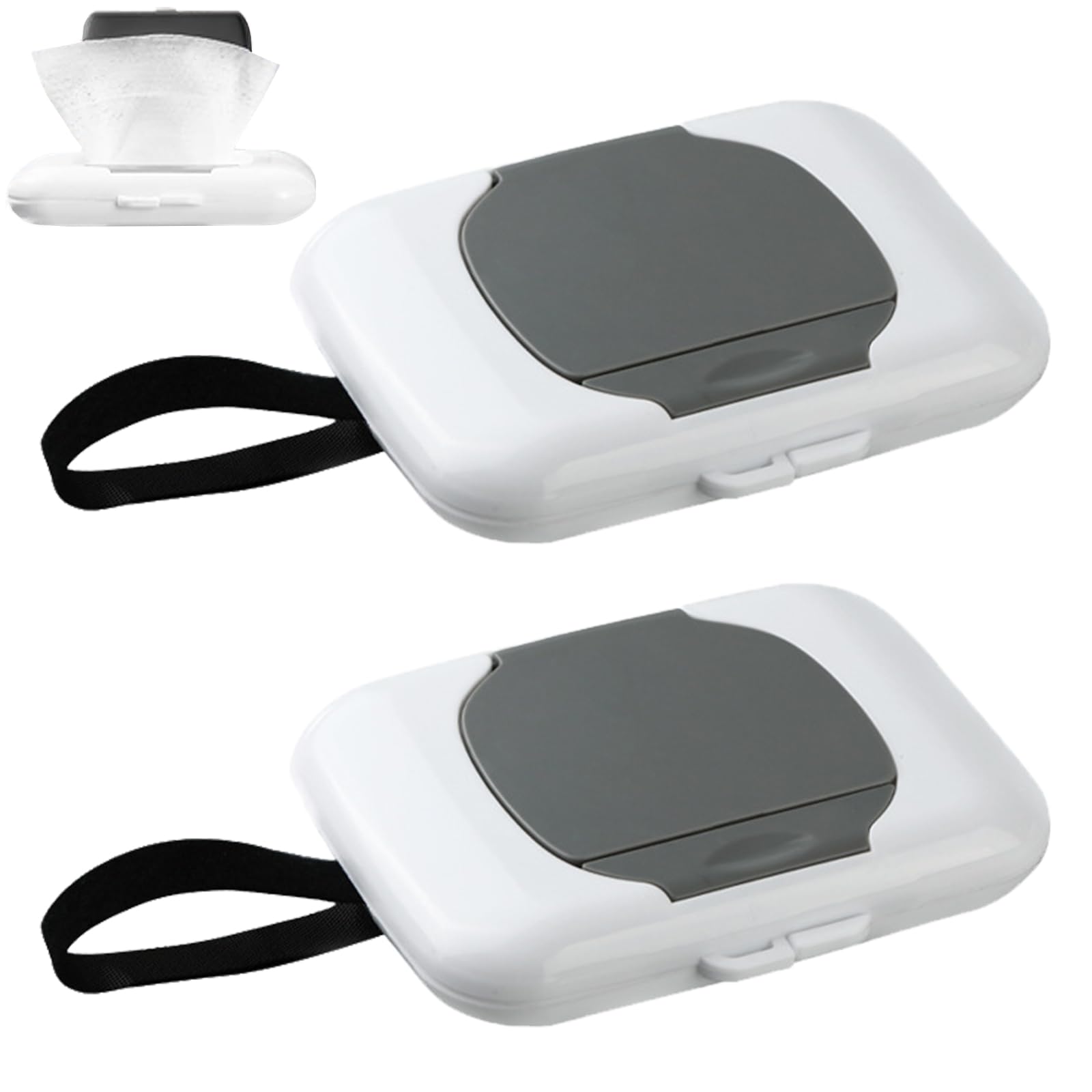 CHENYUOUYANG 2 PCS Wet Wipes Dispenser Box Reusable & Waterproof Baby Wipes Dispensers with Drawstring Design Portable Refillable Toilet Wipes Dispenser Box Silicone Sealing Strip for Home & Travel