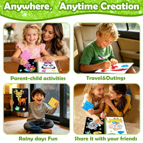 Image of FUNNYB&G Foil Art Craft Kit for Kids 4-10 Years Old: Mess-Free & No-Glue, Create 16 Sparkly Animal World Pictures - Perfect Travel Toy & Birthday Gift for Kids (Animal World)