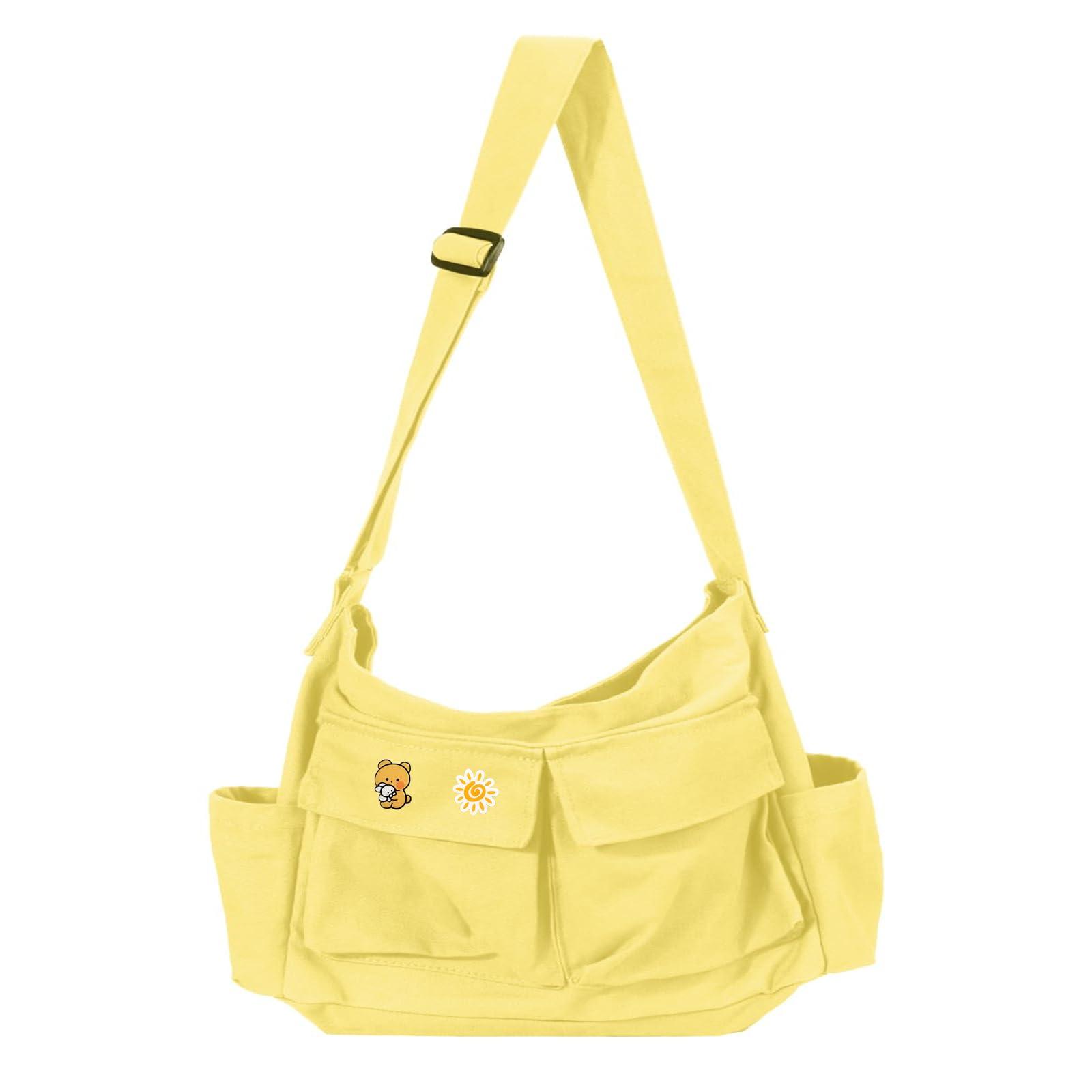 Canvas Messenger Bag Large Hobo Crossbody Bags with Multiple Pockets,School Vintage Shoulder Laptop Bag for Women and Men