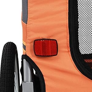   vidaXL-Durable-and-Easy-to-Assemble-Dog-Bike-Trailer-with-Non-Slip-Base-and-Safety-Reflectors-Oxford-Fabric-and-Steel-Frame-Orange-and-Gray