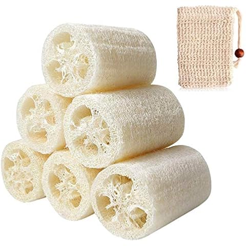 beihuazi® Loofah Natural Esponja Luffa Orgánica para Ducha y Cocina - 6 Piezas Cover