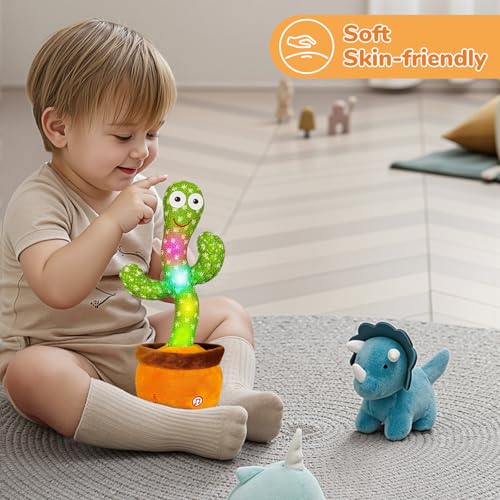 Image of Dancing Talking Cactus Baby Toy, Repeats What You Say Interactive Toy | Repeats What You Say, Adjustable Volume, Interactive Light Up Sensory Toy, Tummy Time