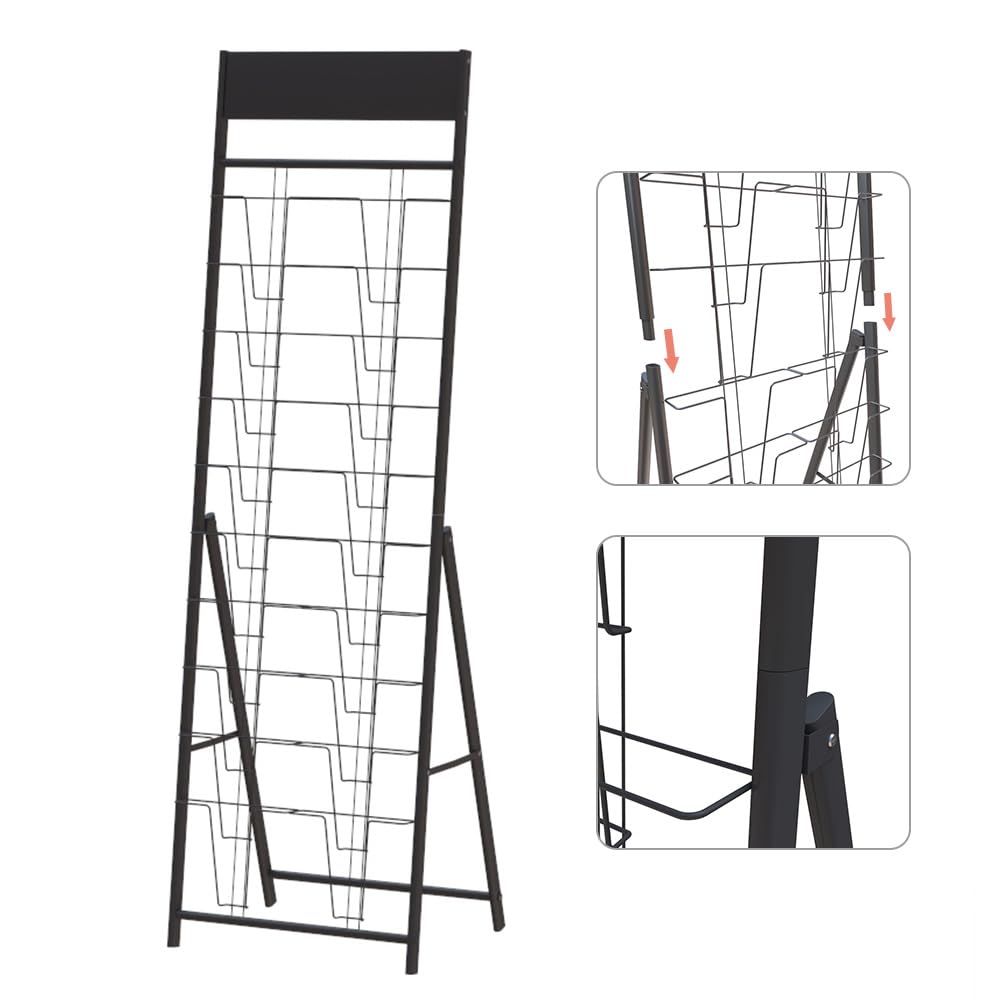 Portariviste BPT Formato A4 – Espositore A 6 Ripiani Con Ruote, 47,5x40x133 Cm, Bianco