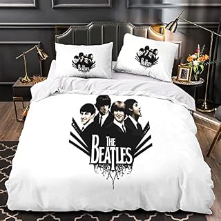 The Beatles Ensembles De Housse De Couette Rock ‘n’ Roll3D Ensembles De Literie Crâne De Groupe de Rock Microfibre Parure De Lit Simple(135x200cm) - Les Beatles, Paul McCartney, John Lennon, RIngo Starr, George Harrison The Beatles Ensembles De Housse De Couette Rock 'n' Roll3D Ensembles De Literie Crâne De Groupe de Rock Microfibre Parure De Lit Simple(135x200cm) – Image 3