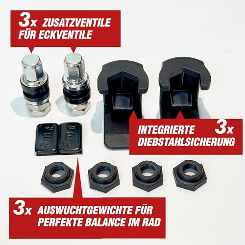 Ridelink RDKS Sensoren 2026 - Präzises Reifentemperatur & Reifendruckkontrollsystem Motorrad Gespann und Trike, 3 x TPMS Reifendrucksensor Ventil + App: Navi, Widgets uvm, Bluetooth 5, Made in Germany