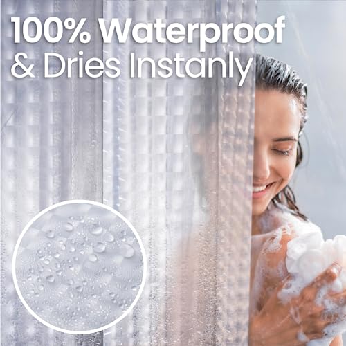 Image of LiBa Shower Curtain PEVA 8G, 72x72 Inch Cat Eyes with Magnets | 8G heavy-duty PEVA, 3D pattern, 3 weighted magnets, rust-proof grommets, waterproof vinyl shower curtain