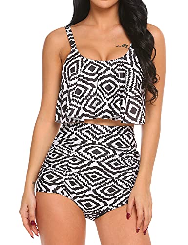 image for ADOME Bikini Set for Women Tummy Control Flounce Swimwear Two Piece Ru