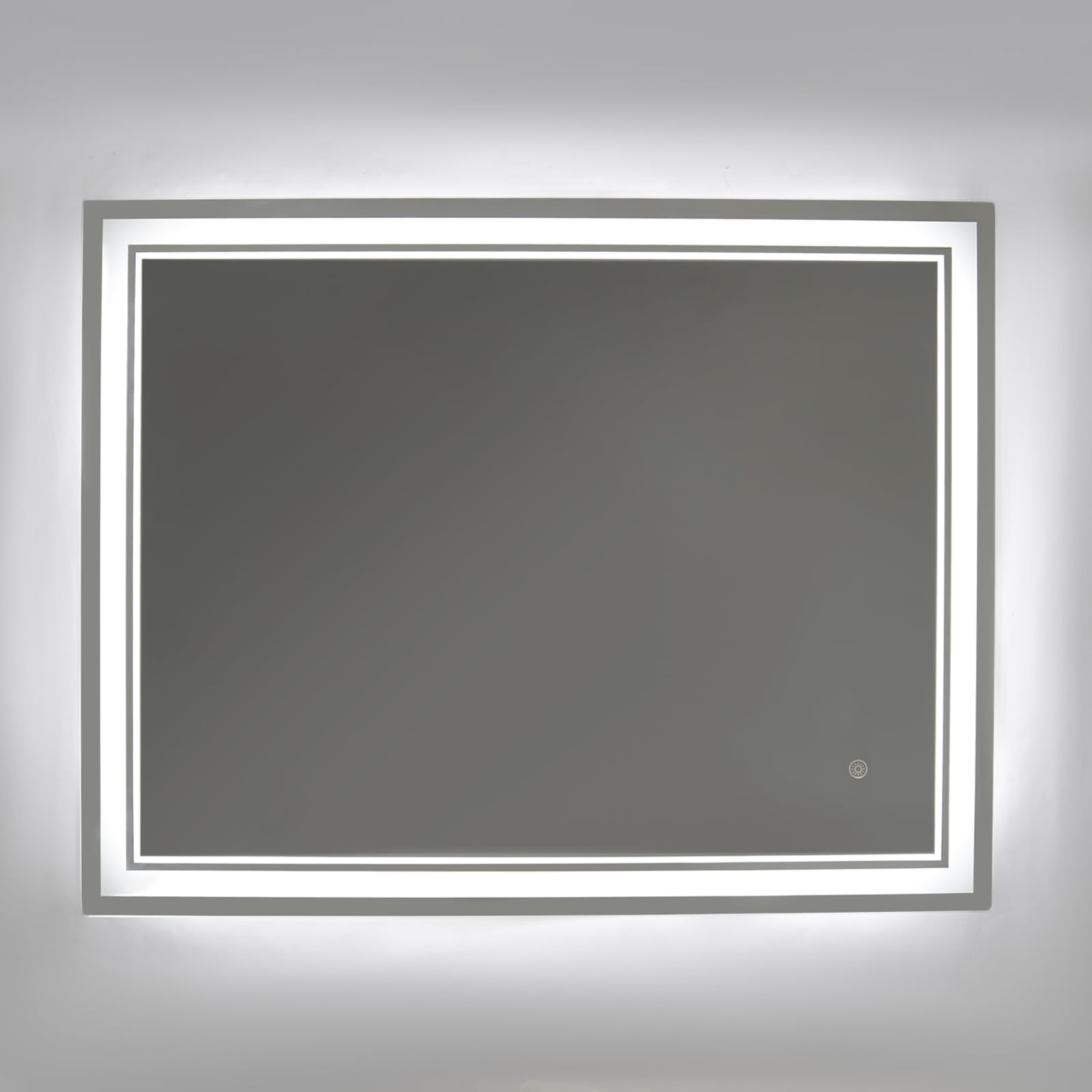 Espejo de baño LED, 90 x 70 cm, espejo de pared, interruptor táctil, 3 colores de luz, espejo de luz, regulable, 3000 K, 4000 K, 6000 K, IPX4, resistente al agua, espejo de baño eléctrico, con