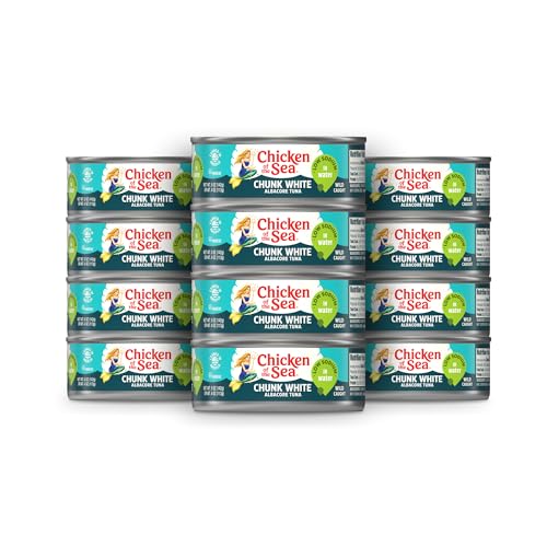 Chicken of the Sea Chunk White Albacore Tuna in Water, 5 Ounce Cans (Pack of 12), Wild Caught Canned Tuna, Low Sodium