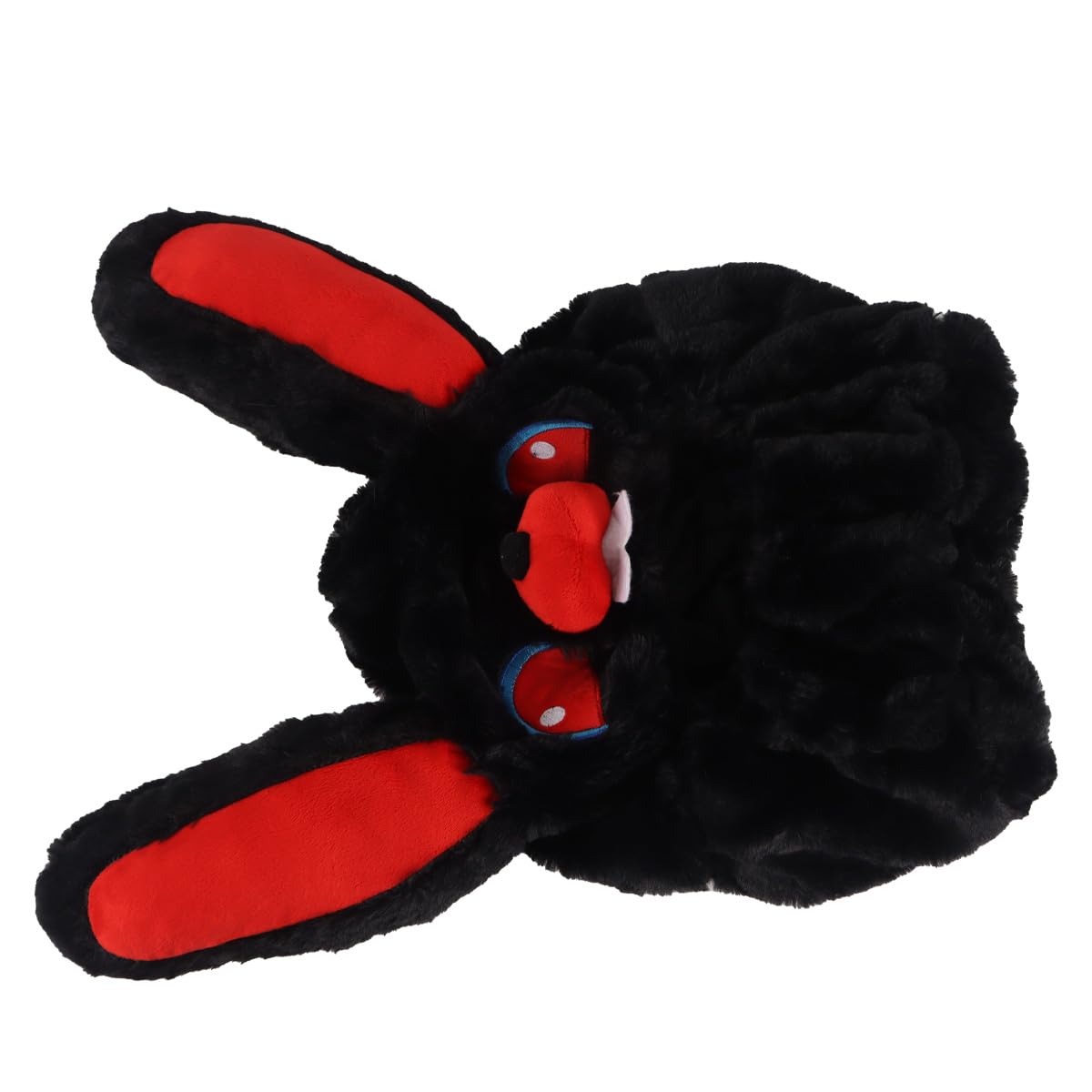 Huba Copri casco da moto con coniglio nero, in peluche, motivo animale, per uso quotidiano, design divertente e allegro