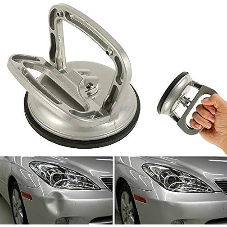 Amazon Happyyoo バキュームリフター 凹み修繕 最大耐荷重50kg 強力吸盤 マルチグリップ ガラス装着用 ワンタッチ吸盤式 荷物運搬 車体のヘコミ修理 ボディーの凹み修繕 簡単板金 ボディーのヘコミに 吸盤バキュームカップ シルバー クランプ