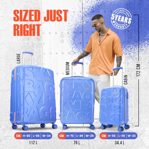 Image of Skybags Graphiq Check-in 75 cm(Large) Polycarbonate 8 Spinner Wheels Trolley Bags for Travel Hard Case Luggage, Lightweight Bag with TSA Lock & Scratch Resistant with 5 Years Warranty (Persian Blue)