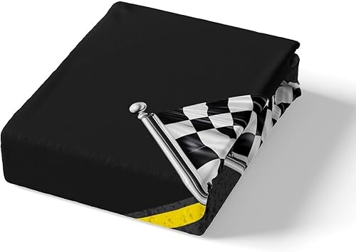Miniatura 5 de Manfei Juego de sábanas de bandera de coche de carreras, tamaño matrimonial, juego de ropa de cama de bandera a cuadros negros y blancos para niños