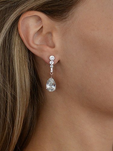 Mariell Cubic Zirconia Wedding Drop Earrings, Teardrop CZ Crystal, for Brides, Bridesmaids, Prom Gift3