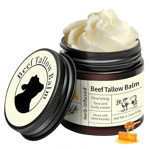 Beef Tallow for Skin Organic Grass-Fed Whipped Beef Tallow and Honey Balm deeply nourishes the face and body - natural skin care leaving the skin soft and delicate