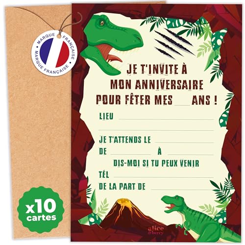 aliceandberry Invitations Dinosaure Anniversaire Enfant | Organisation Fête T-Rex |
