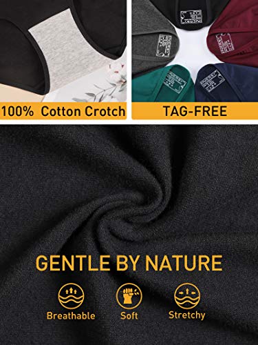 Innersy Womens High Waisted Underwear Cotton Panties Regular & Plus Size 5-Pack(Xl,Dark Vintage) #TOP3