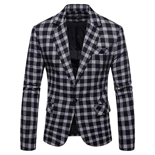 Hombre Chaqueta Entallada con Botón Chaqueta de Traje Nuevo Negocios Elegante Chaqueta de Esmoquin Manga Larga Cardigan para Hombre Traje Blazer Abrigo Tops vpass Cover