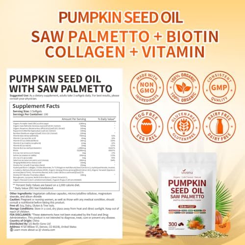 VivoNu Pumpkin Seed Oil with Saw Palmetto Capsules, 300 Count — view 7